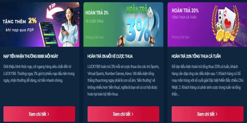 Hình ảnh các ưu đãi và tiền thưởng chào mừng